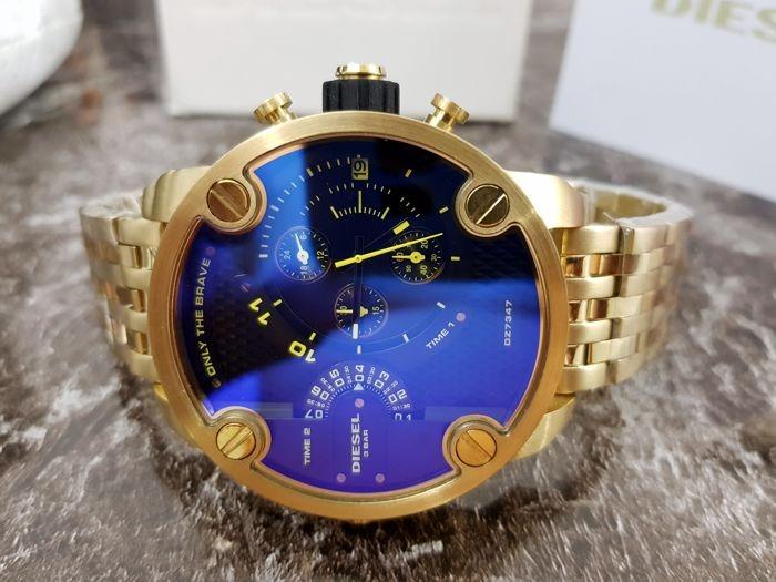 DIESEL Little Daddy Chronograph Iridescent Dual Time Dial Watch