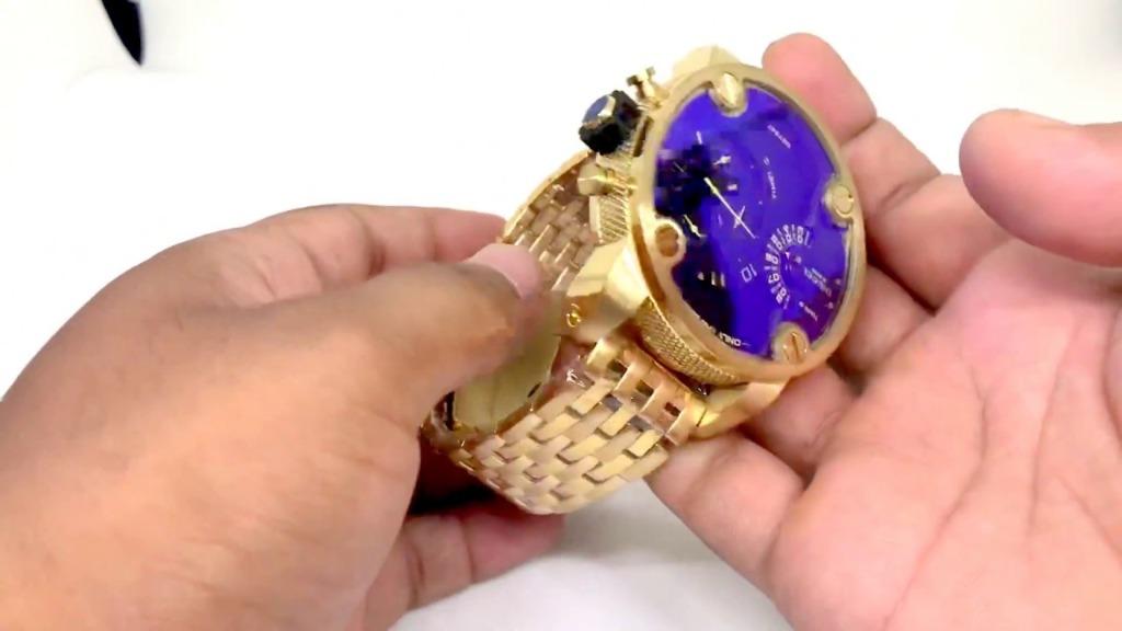 DIESEL Little Daddy Chronograph Iridescent Dual Time Dial Watch