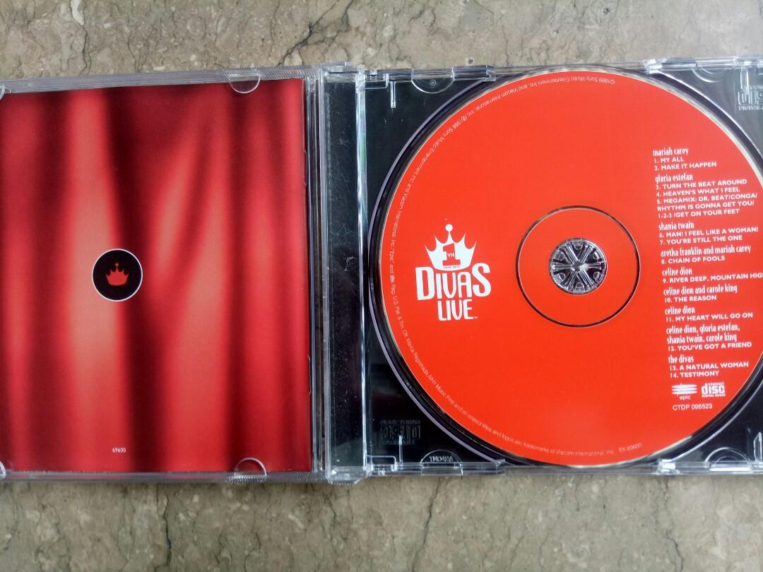 Divas Live VH1 CD (Category: CDs & DVDs) located in Manila. Submitted by kinganalog (Listing ID 1075296647, Image 2). Description: Divas Live CD featuring Mariah Carey, Gloria Estefan, Shania Twain, Aretha Franklin, Celine Dion and many more, in VG+ to EX condition. Shipping nationwide, payment via Unionbank or Palawan, COD is okay at buyer's account and expense, check out fb page Roots Analog..