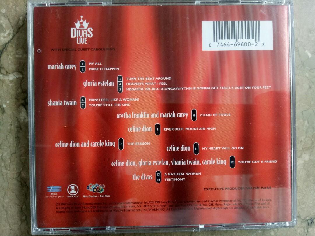 Divas Live VH1 CD (Category: CDs & DVDs) located in Manila. Submitted by kinganalog (Listing ID 1075296647, Image 3). Description: Divas Live CD featuring Mariah Carey, Gloria Estefan, Shania Twain, Aretha Franklin, Celine Dion and many more, in VG+ to EX condition. Shipping nationwide, payment via Unionbank or Palawan, COD is okay at buyer's account and expense, check out fb page Roots Analog..