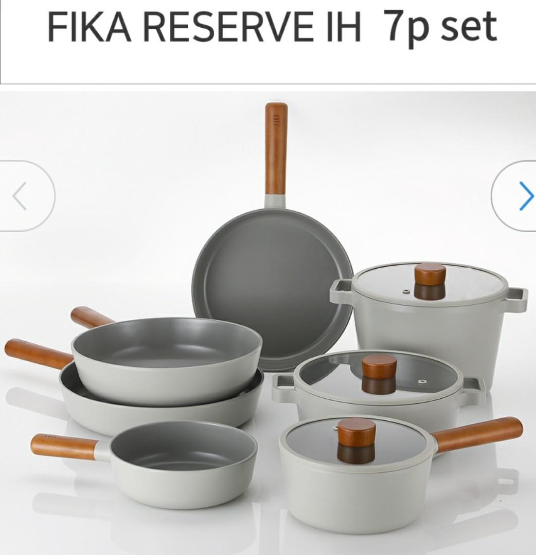 韓國直送fika Ih 灰色平底鍋具7件套裝 傢俬 家居 廚具和餐具 炊具及配件 Carousell