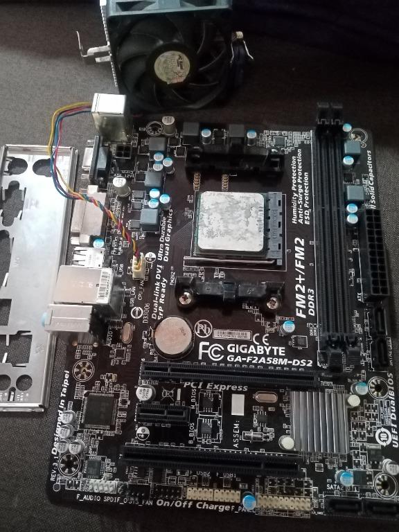 Gigabyte GA-F2A58M-DS2 + AMD A4-6300 Bundle (Category: Computer Parts) located in Las Pinas. Submitted by mikko.gomez (Listing ID 1075314808, Image 1). Description: For sale Mobo + Processor Bundle Gigabyte GA-F2A58M-DS2 Motherboard AMD A4-6300 Processor 100% Working Excellent Condition Di laspag NO ISSUES! Test all you want. Price: 2.1k fix rush! Las Piñas Area Pwede Pickup, Meetup, Lalamove .