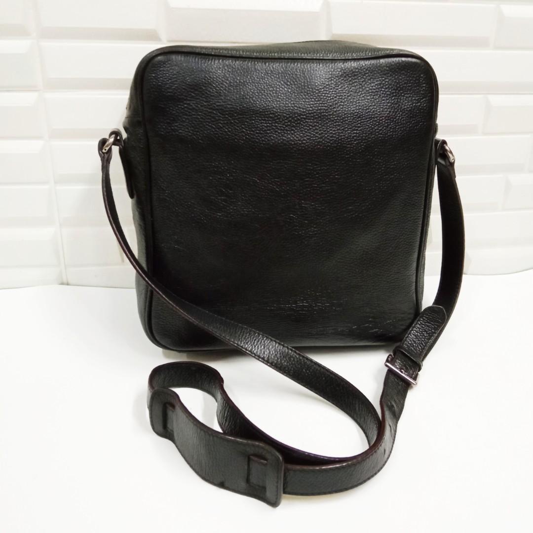 Black calfskin messenger bag on sale