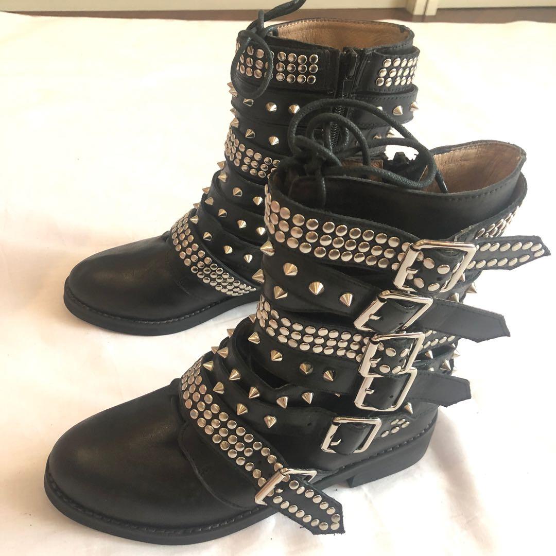Jeffrey campbell black studded booties deals