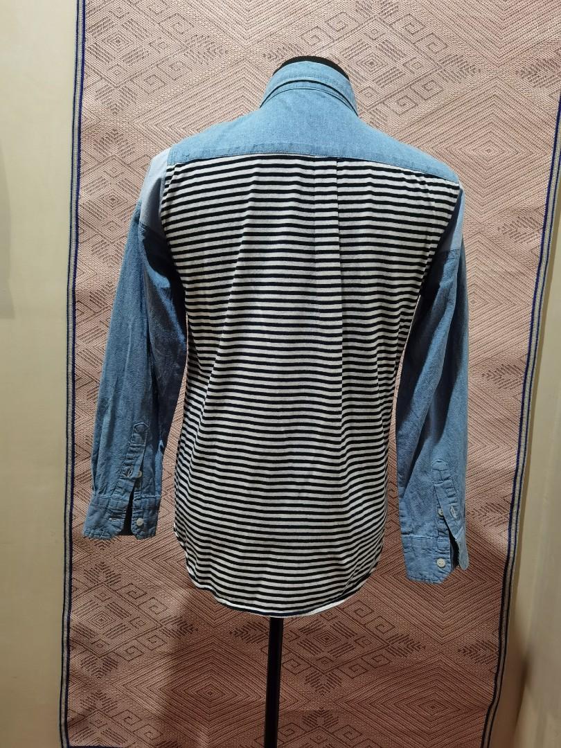 Junya Watanabe x Comme Des Garçon button down (Category: Formal Shirts) located in Quezon City. Submitted by migz.consengco (Listing ID 1075301300, Image 2). Description: Junya Watanabe x Comme Des Garçon Price 1500 Condition 9.5/10 Size L fits to M Dimension Shoulders 18 Armpit 19 Length 26 Modes of payment Bpi GCash Mode of deliver Jrs lbc Lalamove.
