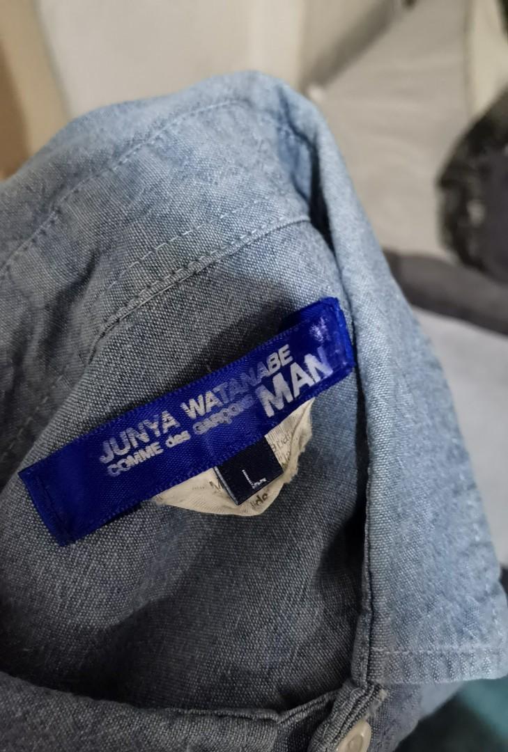 Junya Watanabe x Comme Des Garçon button down (Category: Formal Shirts) located in Quezon City. Submitted by migz.consengco (Listing ID 1075301300, Image 3). Description: Junya Watanabe x Comme Des Garçon Price 1500 Condition 9.5/10 Size L fits to M Dimension Shoulders 18 Armpit 19 Length 26 Modes of payment Bpi GCash Mode of deliver Jrs lbc Lalamove.