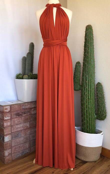 Maxi Convertible/ Infinity Dress - Rust (Category: Dresses) located in Cagayan de Oro. Submitted by lilharpersbazaar (Listing ID 1075278653, Image 3). Description: Was supposed to give these to our bridesmaids pero di natuloy church wedding Mall-quality 💯 Kasya kahit plus size 👍 Individually packed and with tags - 599p on tag 6 stocks.