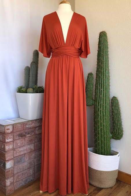 Maxi Convertible/ Infinity Dress - Rust (Category: Dresses) located in Cagayan de Oro. Submitted by lilharpersbazaar (Listing ID 1075278653, Image 2). Description: Was supposed to give these to our bridesmaids pero di natuloy church wedding Mall-quality 💯 Kasya kahit plus size 👍 Individually packed and with tags - 599p on tag 6 stocks.