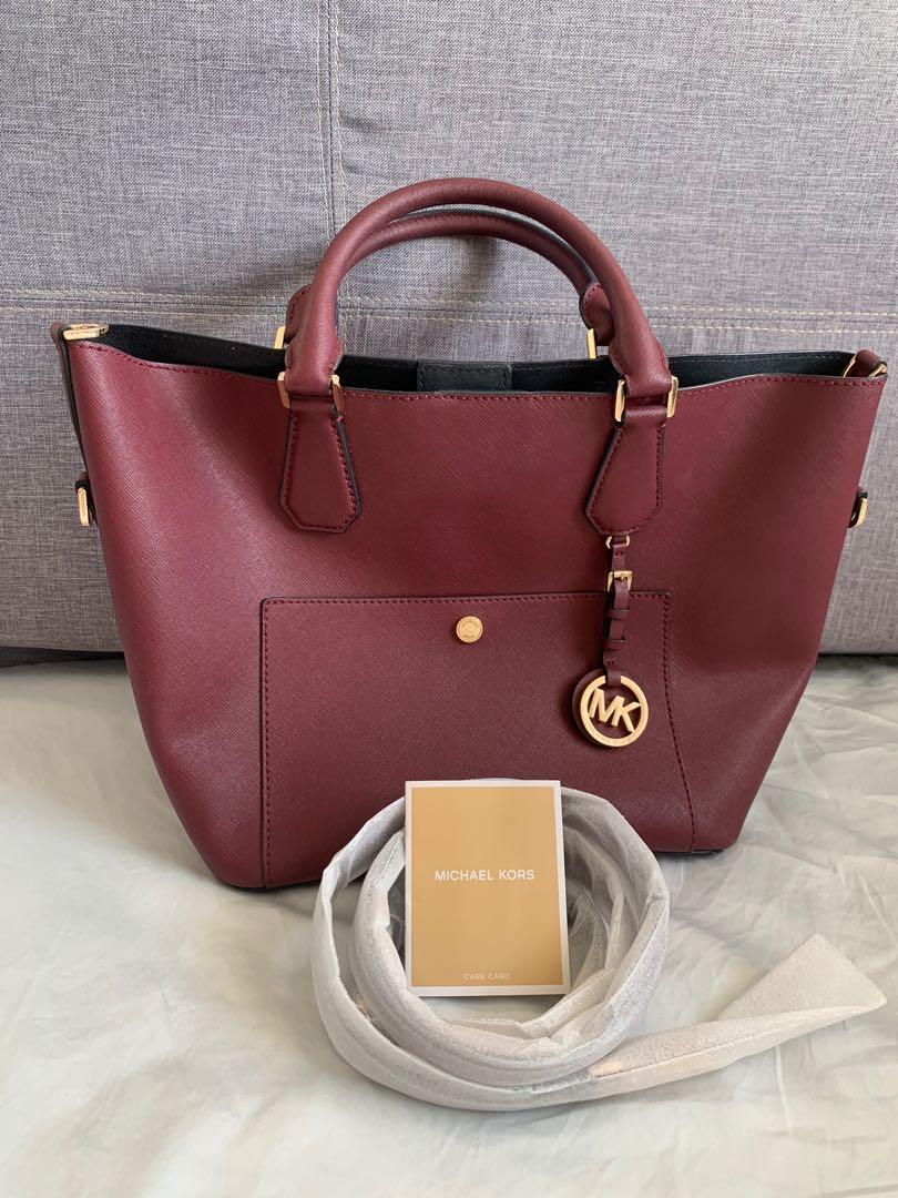 Michael Kors Handbag (Burgundy), Women's Fashion, Bags & Wallets, Tote Bags  on Carousell