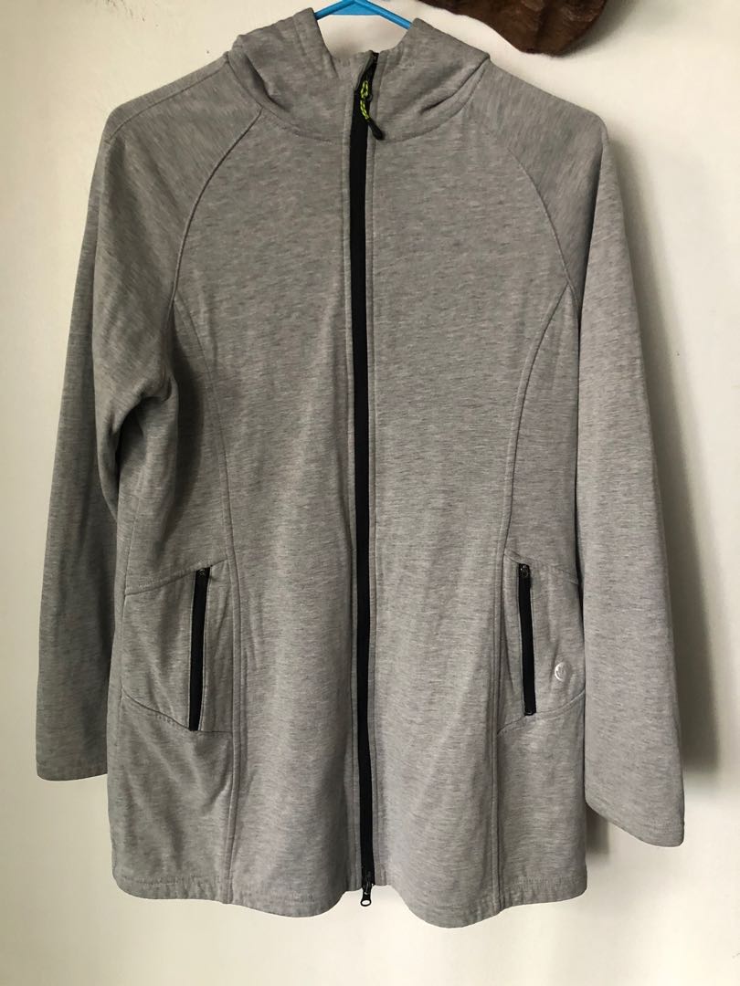 Mondetta Gray Zip Up Tunic Jacket Women s Fashion Coats Jackets