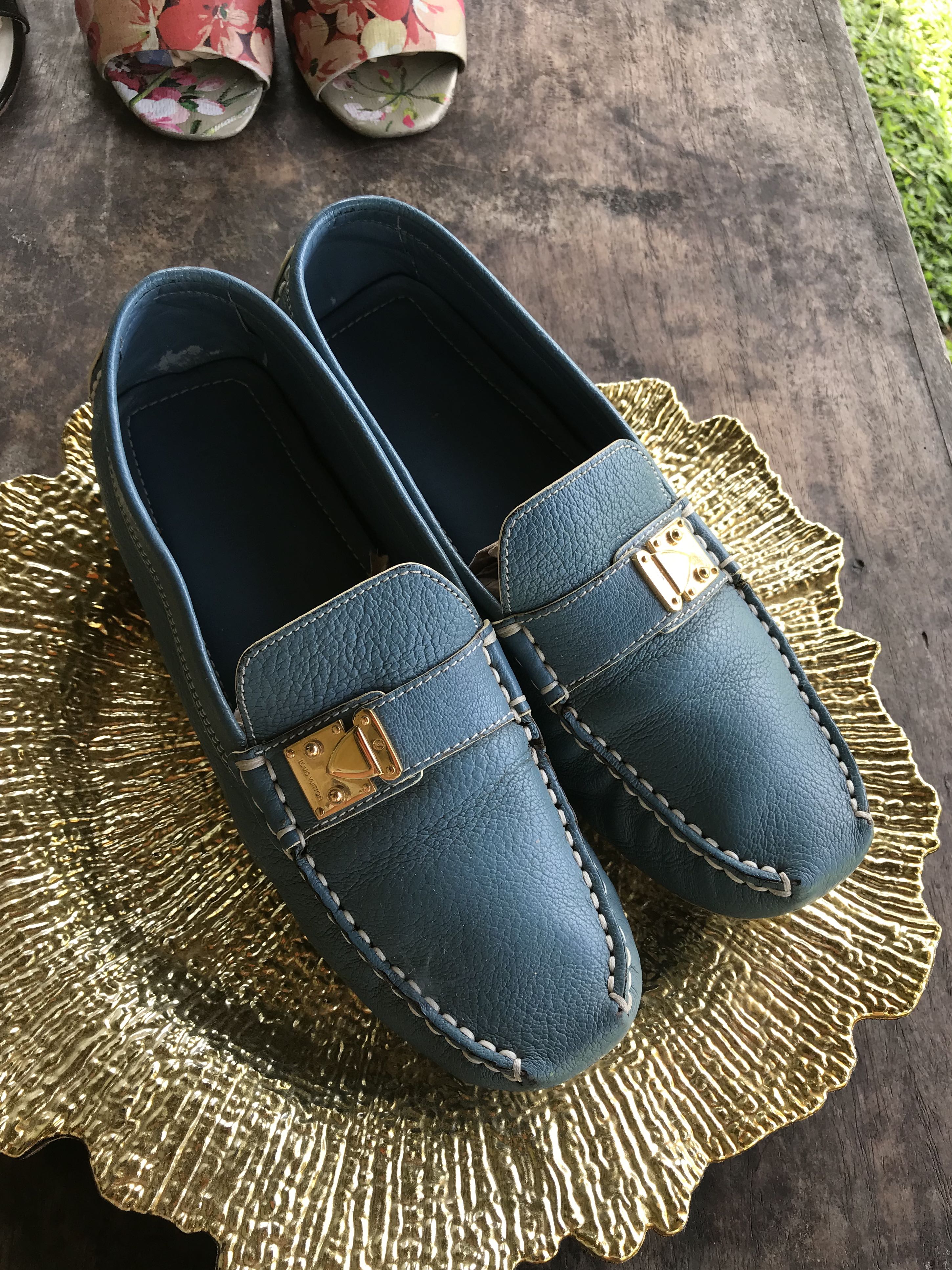 Louis Vuitton Navy Blue Leather Suhali Lombok Driving Loafers Size 37 at  1stDibs