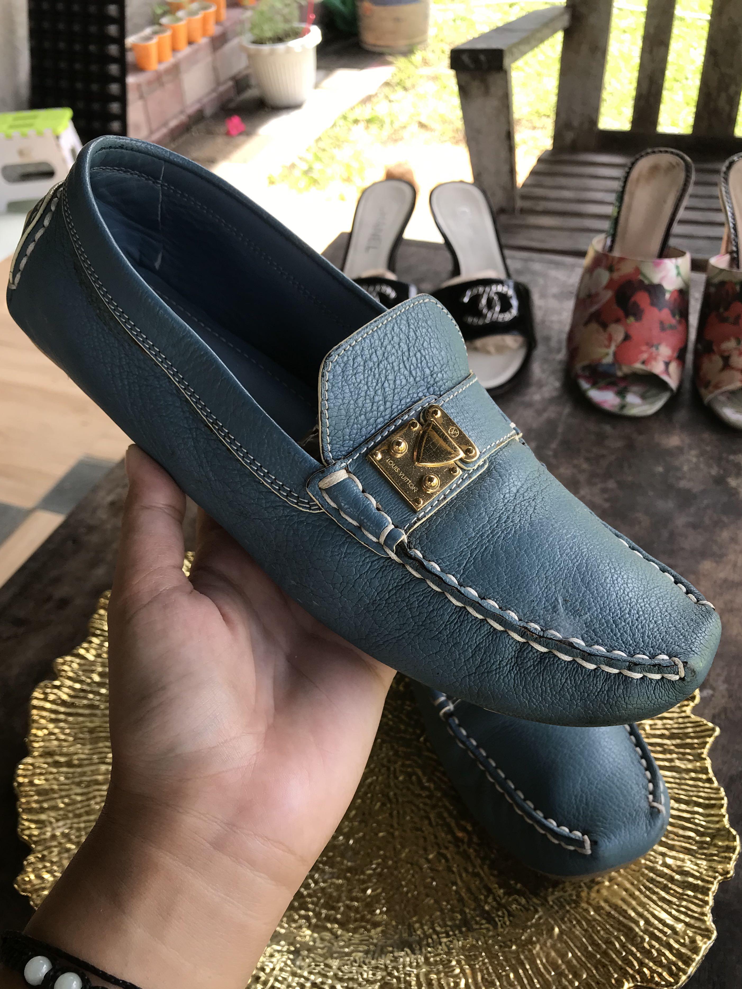 Louis Vuitton lv man shoes blue leather loafers high quality  Louis vuitton  loafers, Lv men shoes, Louis vuitton men shoes