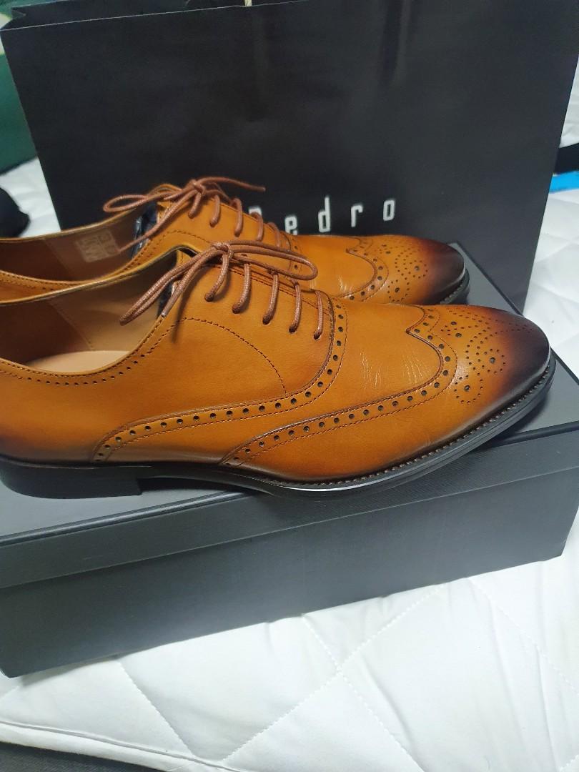 Mens cognac wingtip dress shoes online
