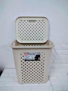 Plastic Rattan Laundry Basket with Cover