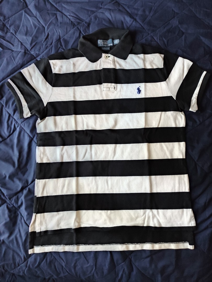 Polo black and white sale striped shirt