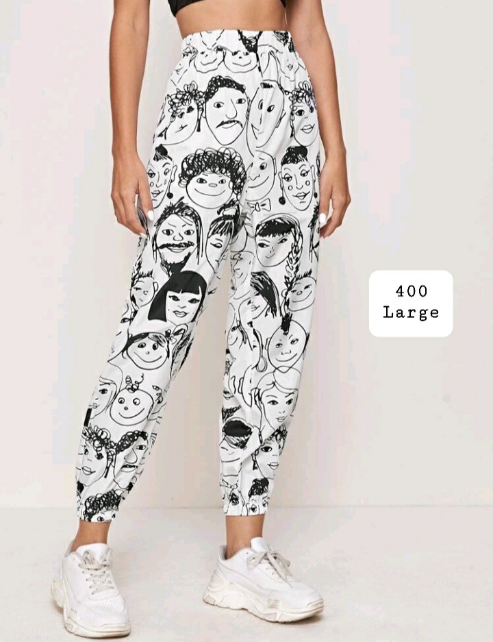 Shein graphic face design jogger pants 