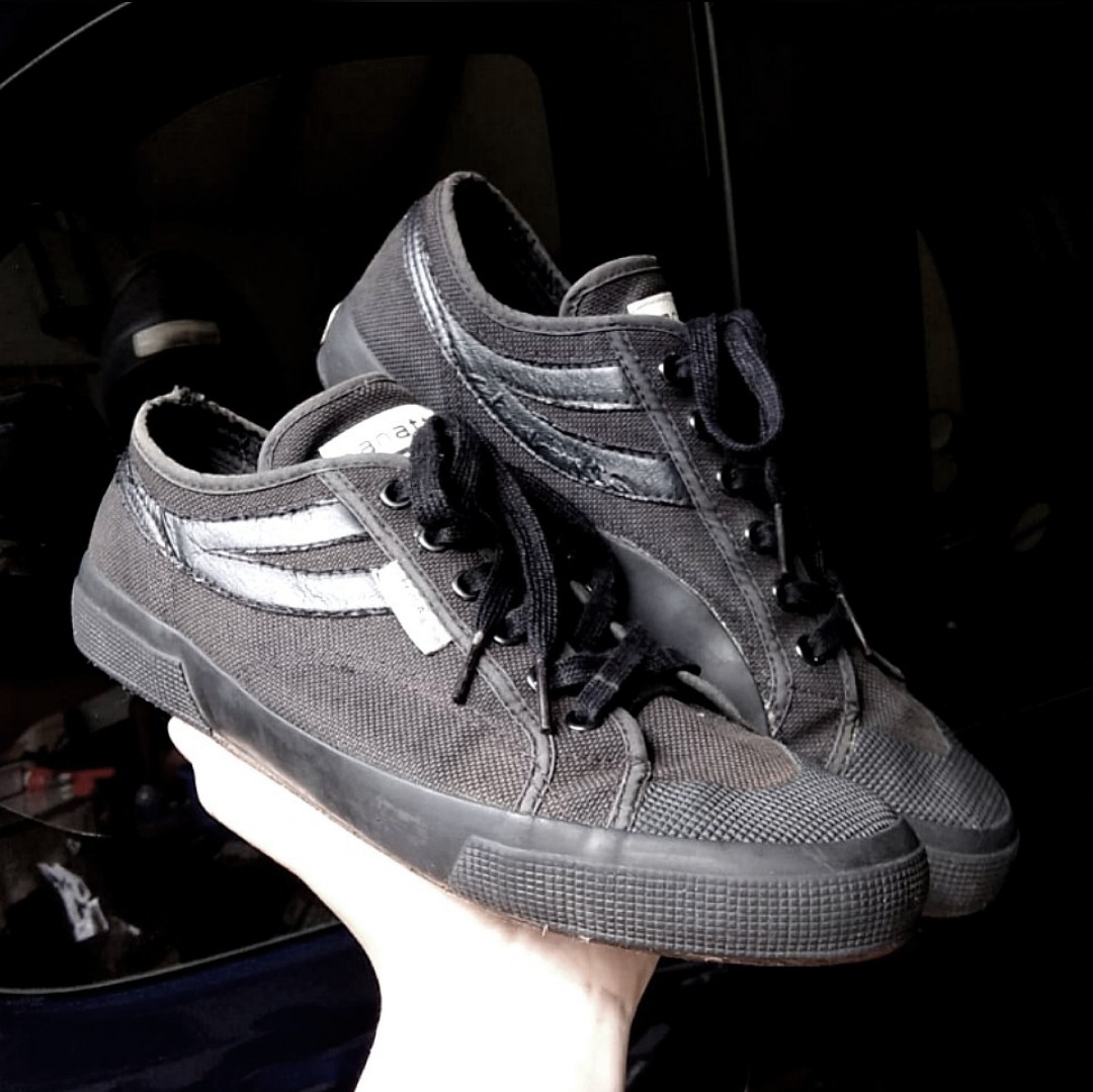 Superga 2750 Cotu Panatta Full Black Fesyen Pria Sepatu