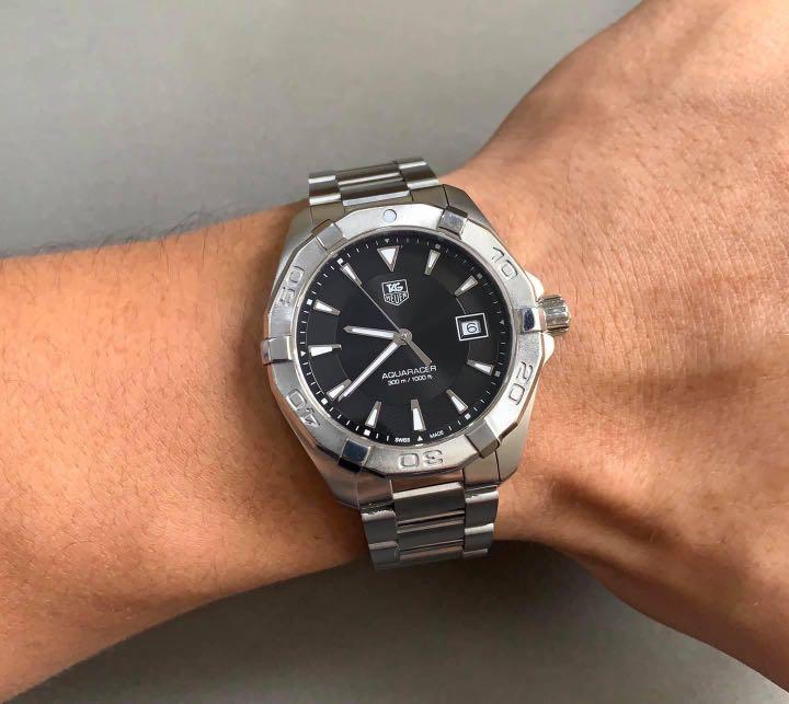 Tag Heuer Aquaracer (Category: Luxury Watches) located in Quezon City. Submitted by thegood.goodsph (Listing ID 1075281310, Image 3). Description: Tag Heuer Aquaracer 300m Steel Quartz WAY1110 No box. Comes in pouch. .
