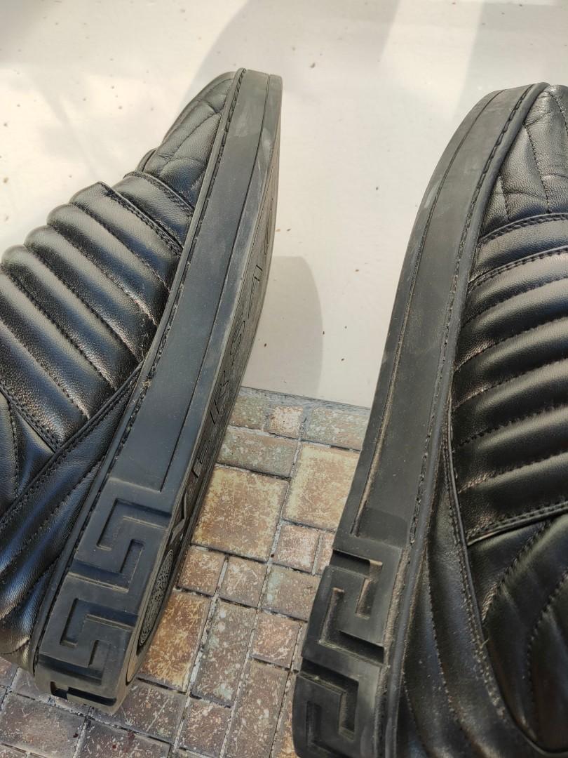 Versace padded quilted sneakers black leather Medusa sz 41 us 8