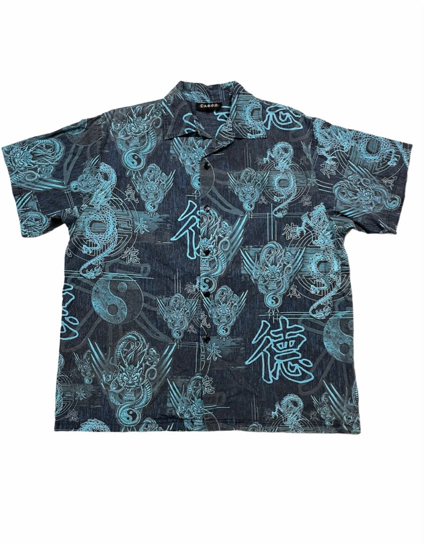Vintage Taboo Dragon Full Print Shirt, Men's Fashion, Tops & Sets ...