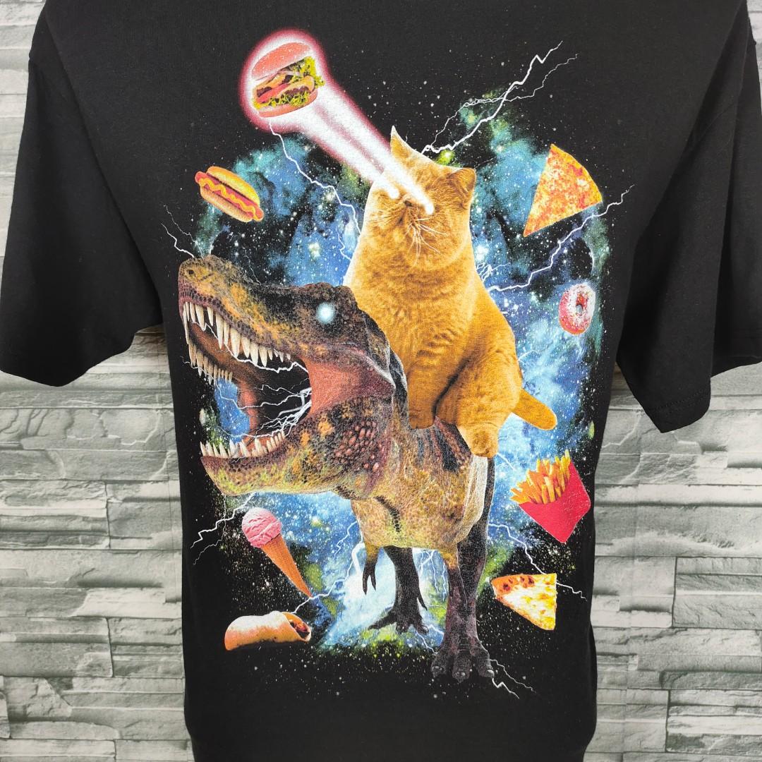 Cat riding online t rex shirt