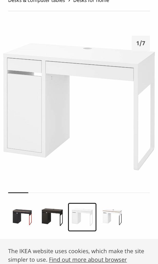 White Ikea Study Table, Furniture & Home Living, Furniture, Tables
