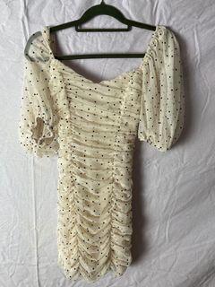 ZARA mini ruched polka dot dress