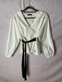 ZARA plunge tie up shirt