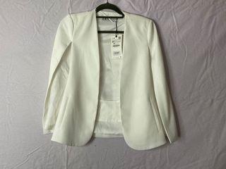 ZARA white cape blazer