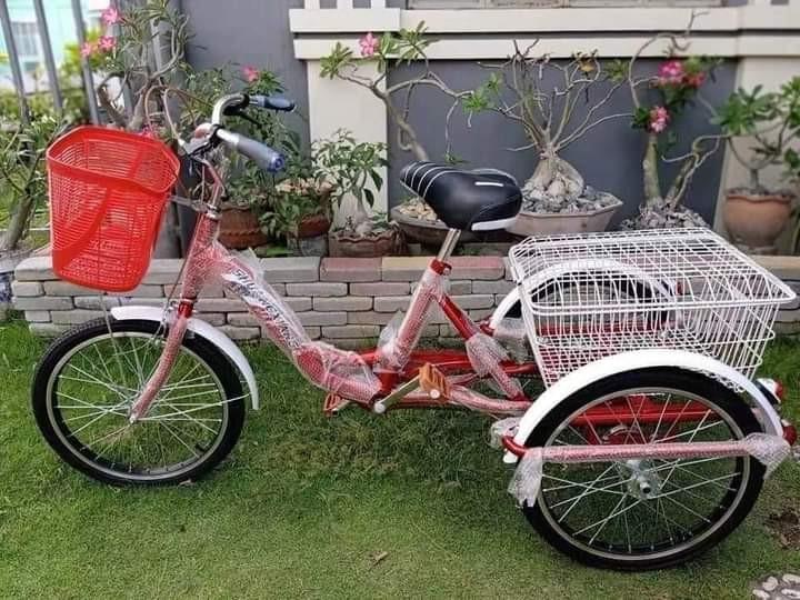 3 Wheels Bike with Baskets Bicycle (Category: Bicycles) located in Manila. Submitted by acinad_ (Listing ID 1075633177, Image 2). Description: 3 Wheels Bike with Baskets / Bicycle Description: - Frame: Ceramic Coated - Height to Steering Handlebar: 100 cm - Height to Seat / Saddle: 77 & - Bicycle Weight: 35 kgs - Bicycle Length: 170 cm - Width of 2 wheels at the Back: 72 cm - Tire: Wanda King Size 20 x 17.5 - Wheel: Alloy-made - RIDER Weight Capa