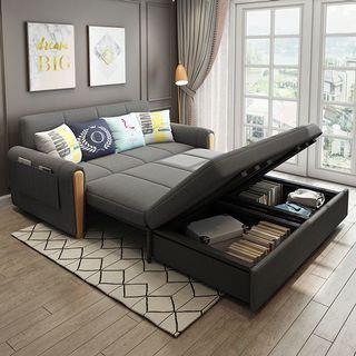 A&0079儲物梳化床 多功能布藝沙發床 sofa bed 可升級乳膠