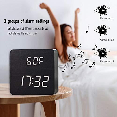 KWANWA Alarm Clock, Digital Clock, 1.2inch Green LED Clock, Adjustable  Brightness, Dim Night Model, 12H/24H, Battery Operated, Wall Mount, Snooze