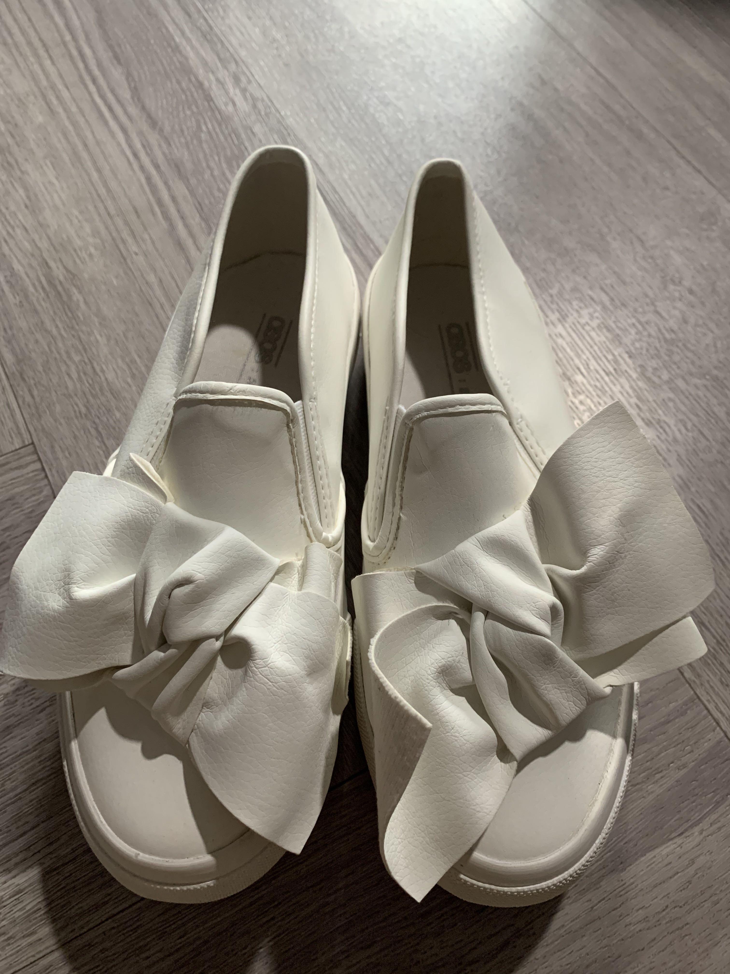 Asos white bow sneakers Women s Fashion Footwear Sneakers on