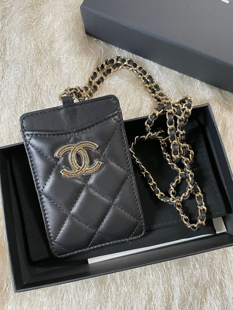 Authentic Chanel Lanyard Card Holder with Chain