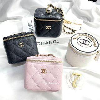 Authentic Chanel Mini Vanity Caviar Leather with Gold Hardware