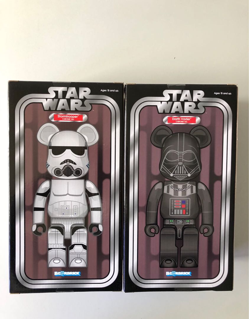 Bearbrick x Star Wars Darth Vader and Stormtrooper 400% (chrome