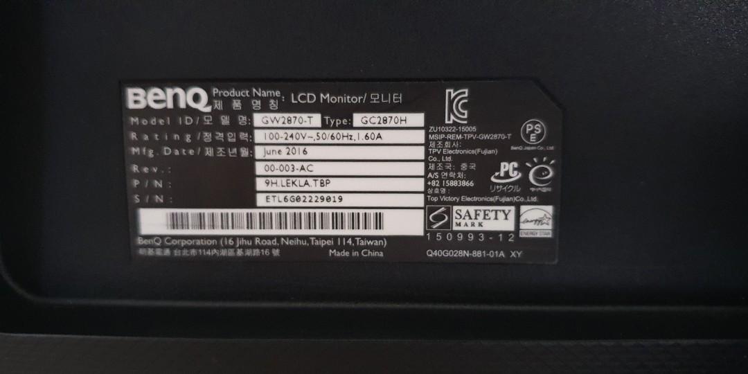 Benq GC2870 28" Monitor, Computers & Tech, Parts & Accessories, Monitor ...