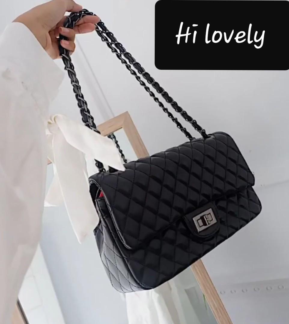 black chain handbag