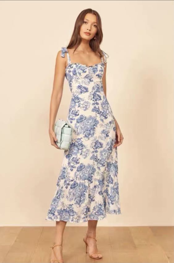 Blue and floral dress clearance