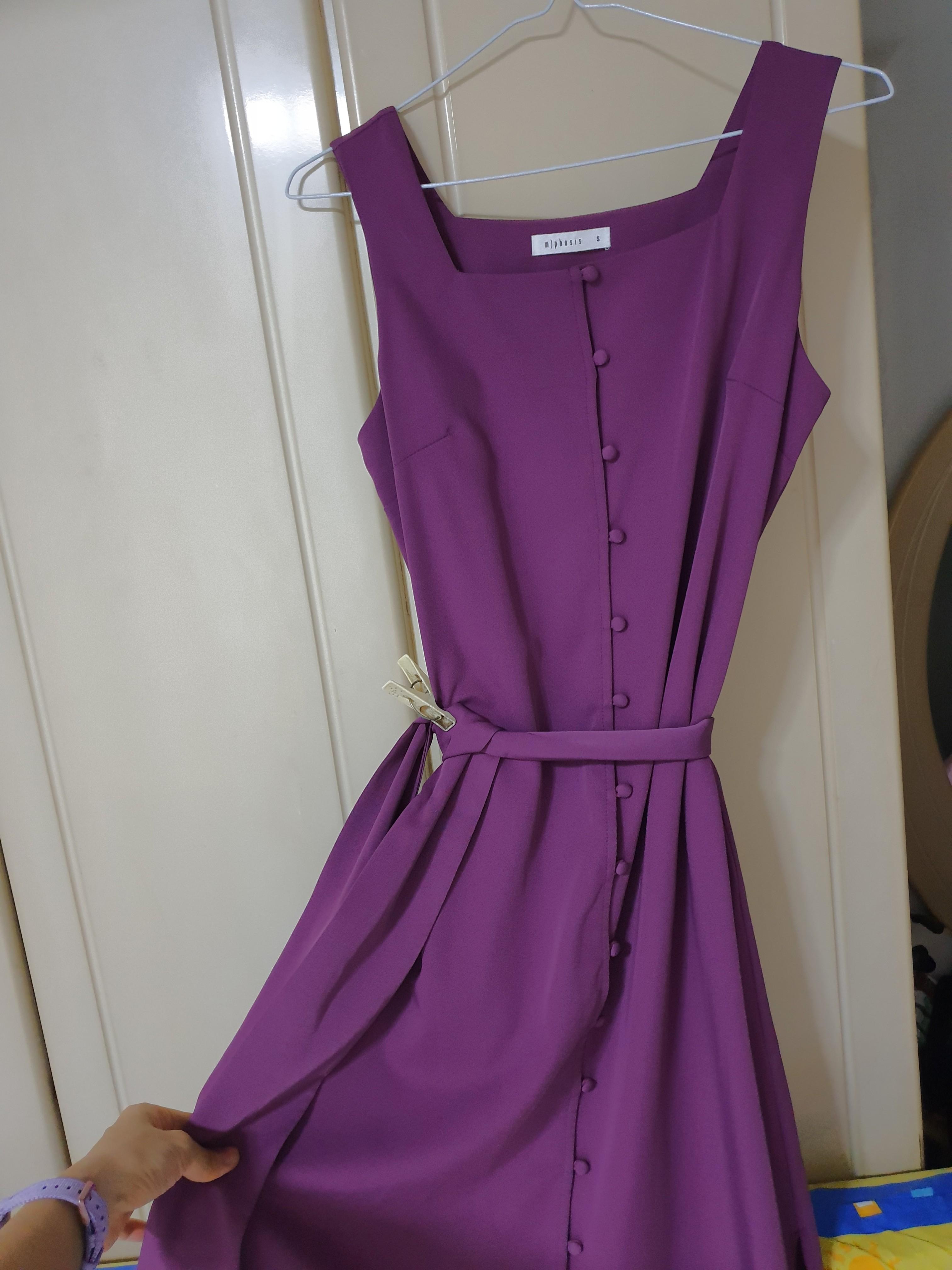 BN M phosis Royal Purple Button Midi Dress Dinner Office Casual