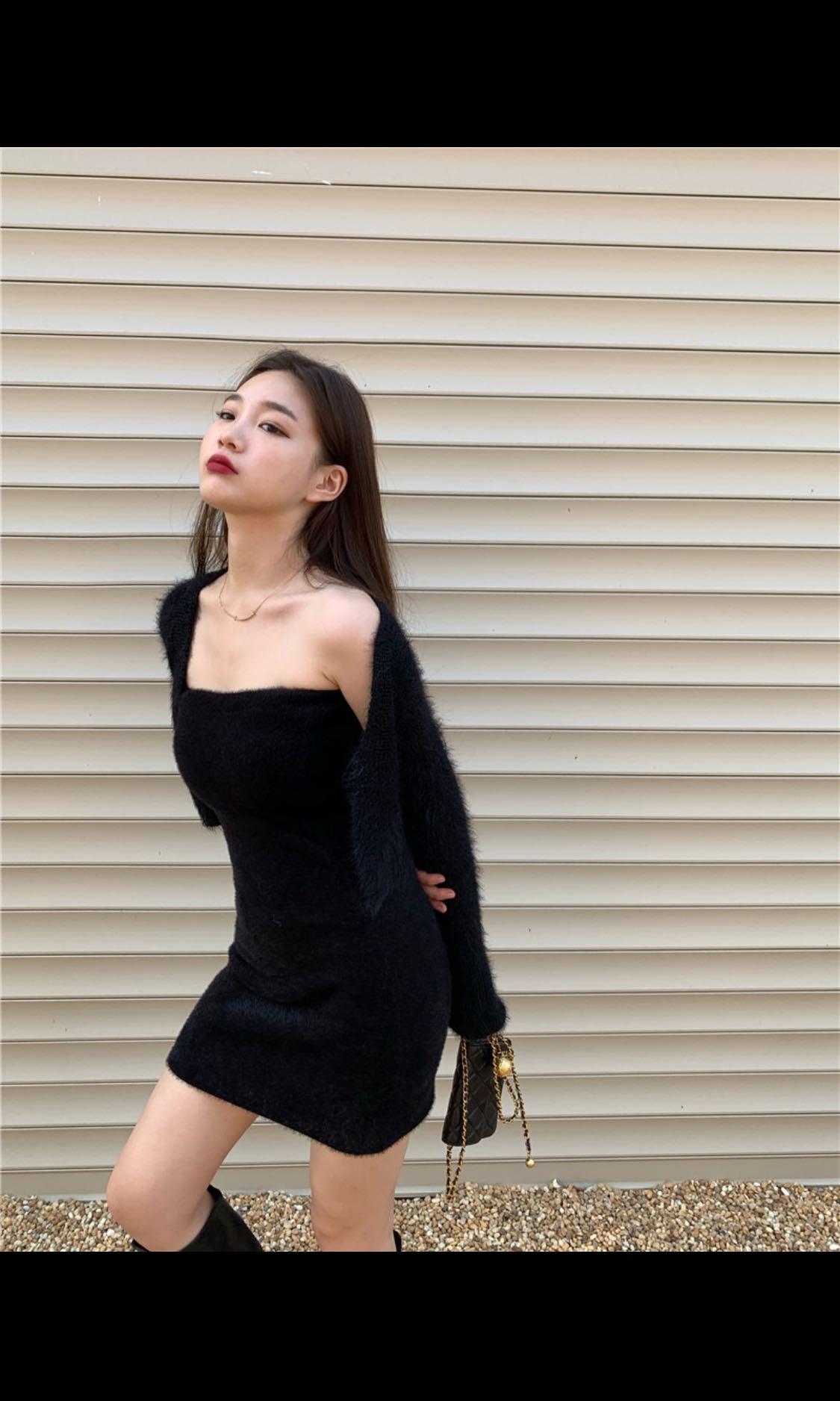 BNWT furry black dress and cardigan set