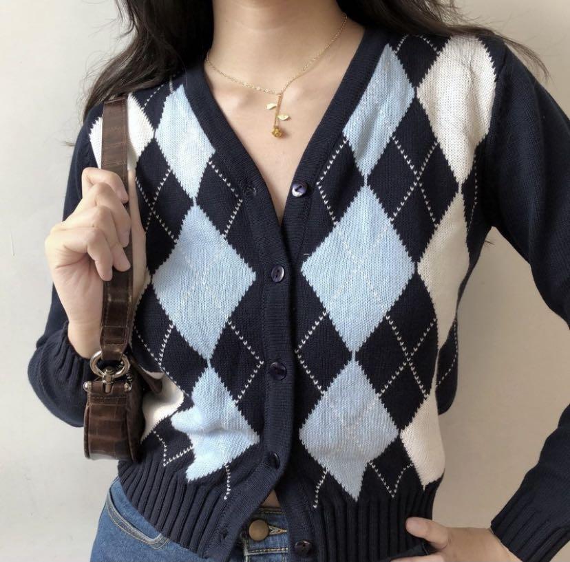 Elizabeth argyle sweater Clearance