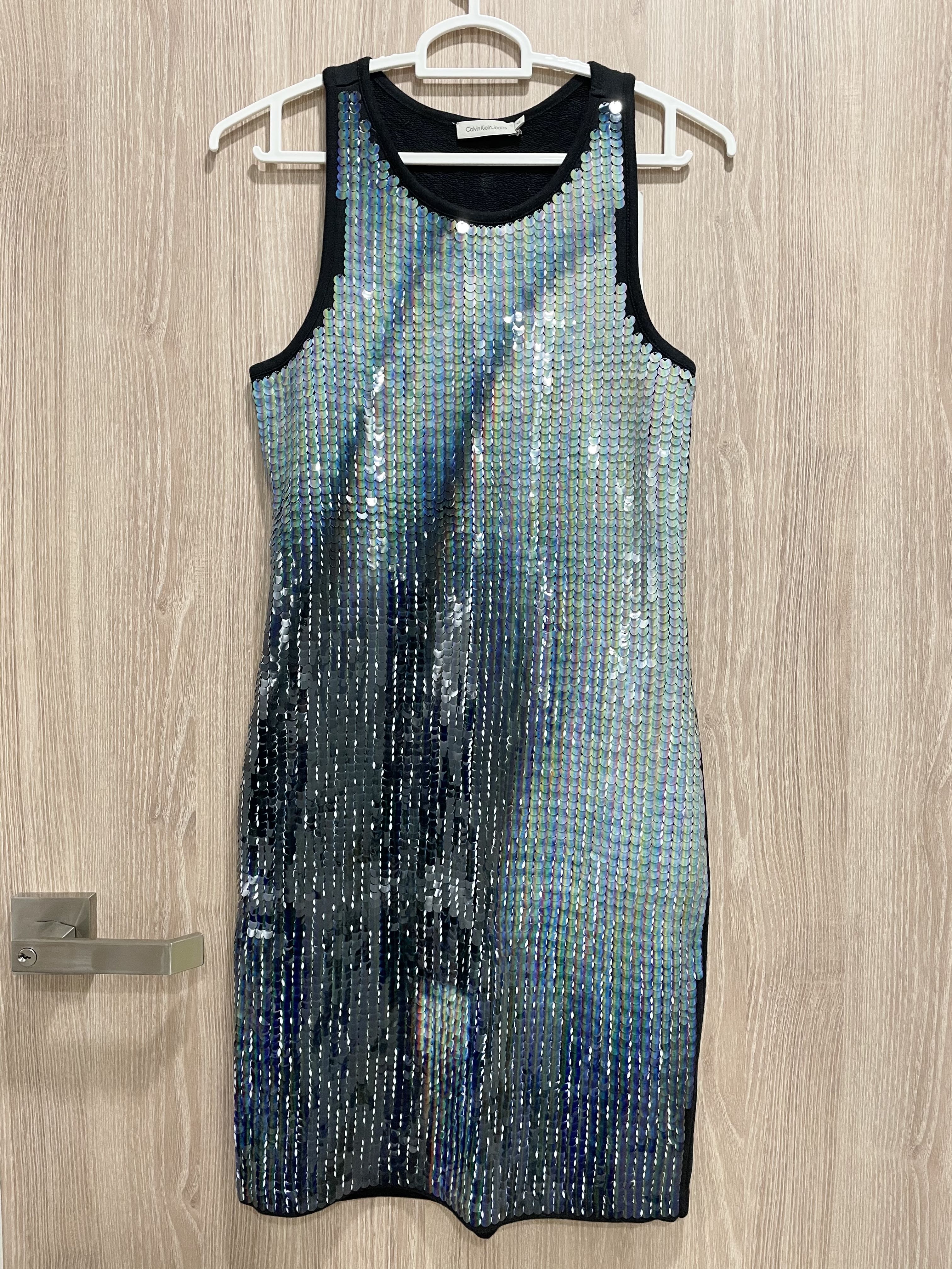 Calvin klein blue sequin dress discount