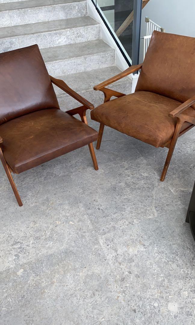 Crate and barrel cavett leather chairs Furniture Home Living