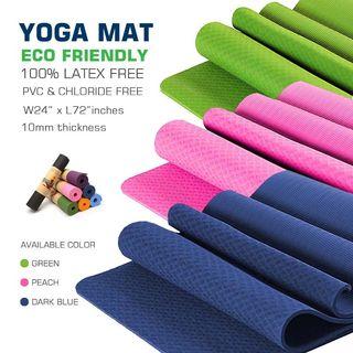 Exercise Mat Yoga Mat 10mm*24*72 inches Eco Friendly Yoga Mat PVC Free Fitness Equipment Exercise