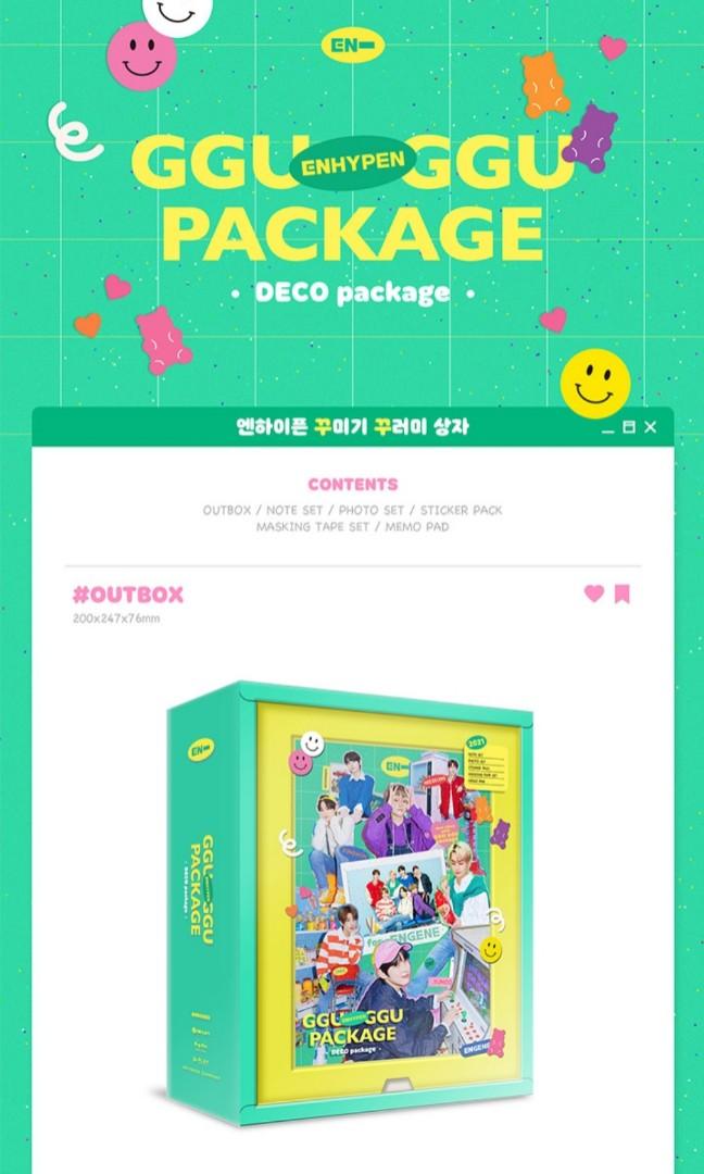 Enhypen ggu ggu Package (Category: K-Wave Merchandise) located in Taal. Submitted by errday.trends (Listing ID 1075589127, Image 2). Description: 💜For Preorder 💜Fast ETA 💜2300/ set 💜Can do long dop 💜Message me for more info Inclusion: ~Outbox ~Note Set ~Clear Sticker 💗MOP: BDO, BPI, Gcash 💗MOD: Shopee, LBC, J&T 📌Secured.