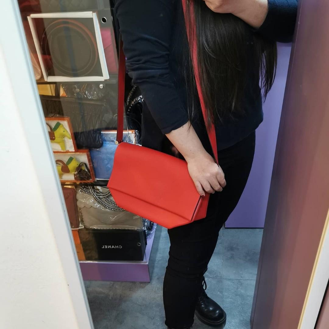 Hermes Opli 24 Cross Body Shoulder Bag Taurillon Novillo Leather Red with  Box