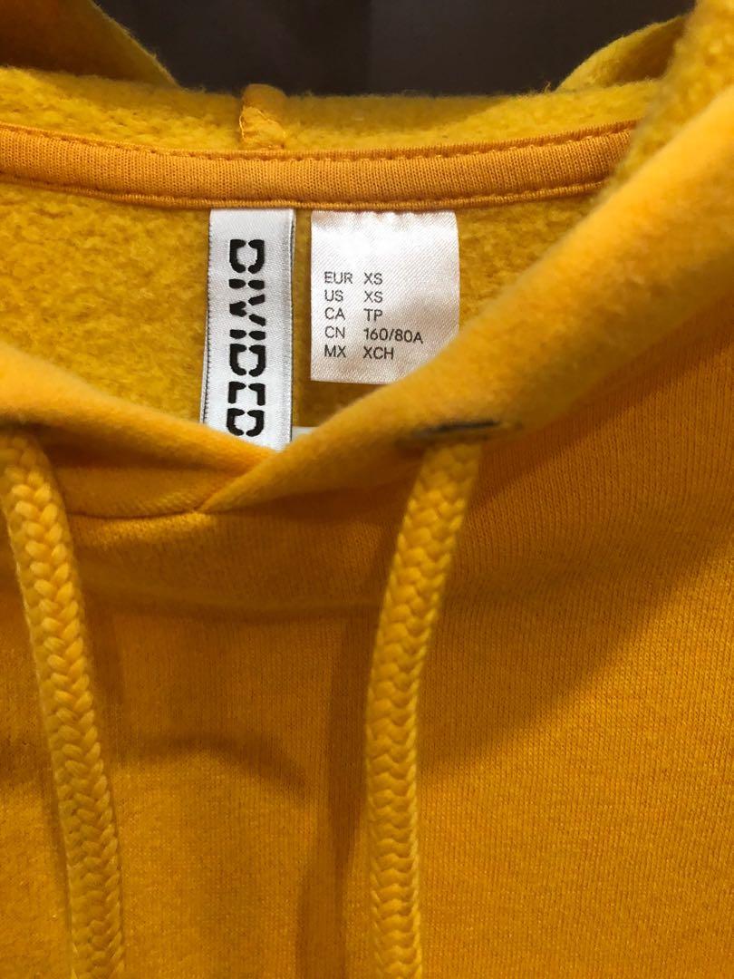 H&m yellow cropped hoodie on sale