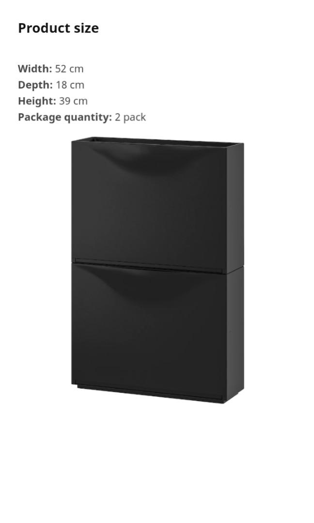 Ikea TRONES Shoes Storage Black (Set of 2), Furniture & Home