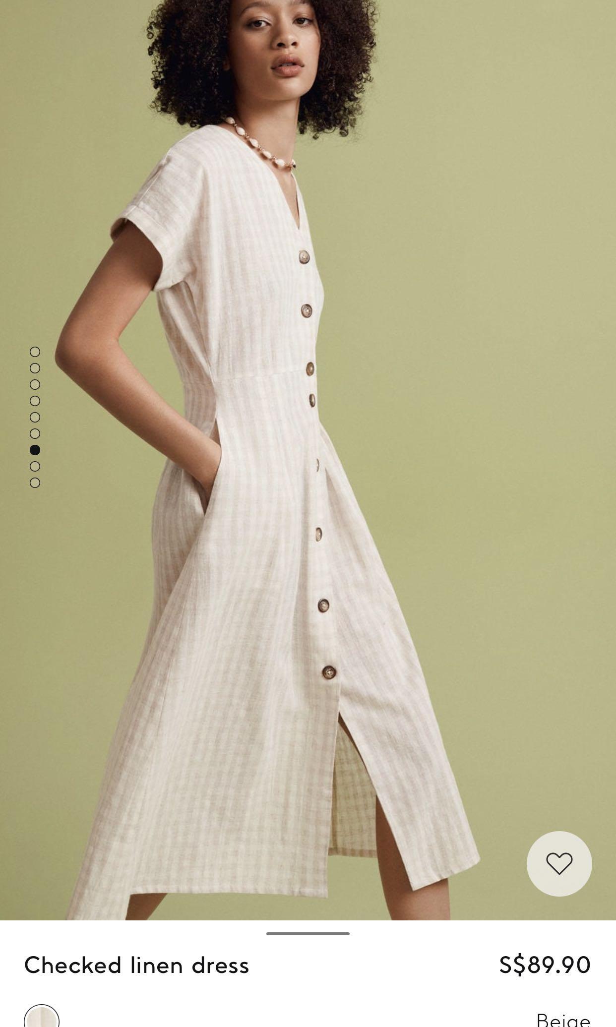 Mango checked online linen dress